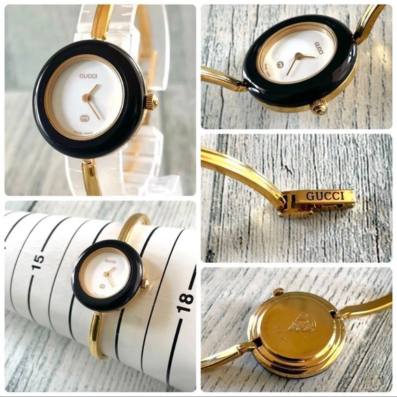 GORGEOUS RARE GUCCI 14k Gold Plated Gucci Bracelet Watch - Picture 4 of 8